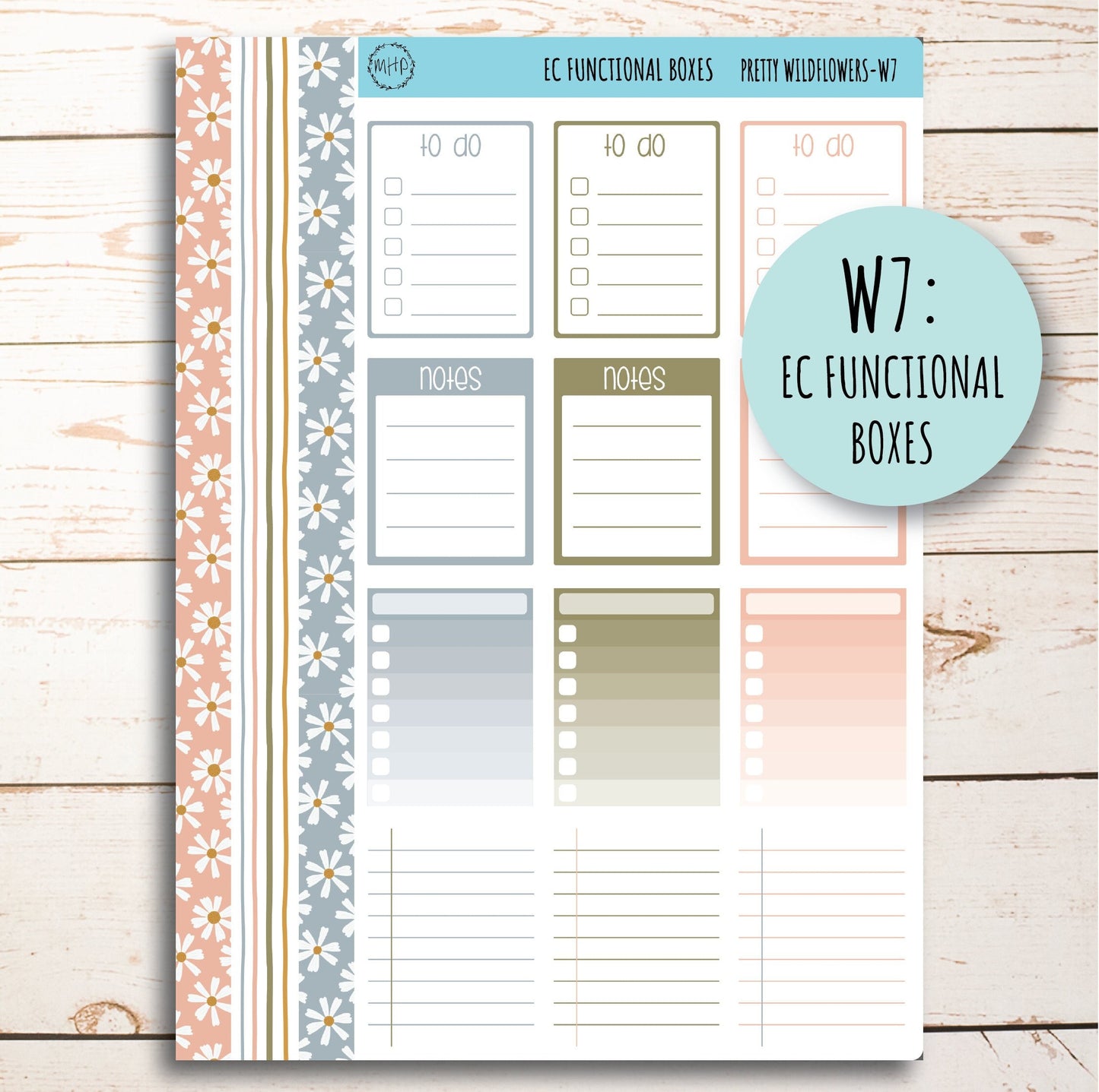 JUNE Weekly Planning Kits for 7x9 Planners. "Pretty Wildflowers" || PW-W
