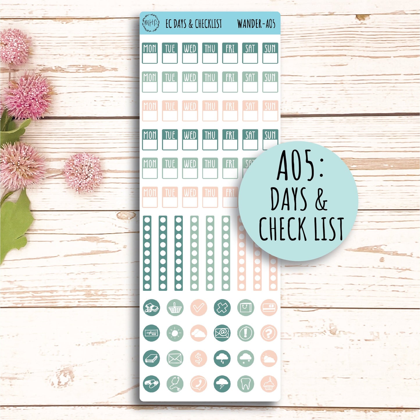 Add Ons Stickers for 7x9 Erin Condren Planners. JUNE "Wander" || WR-AO