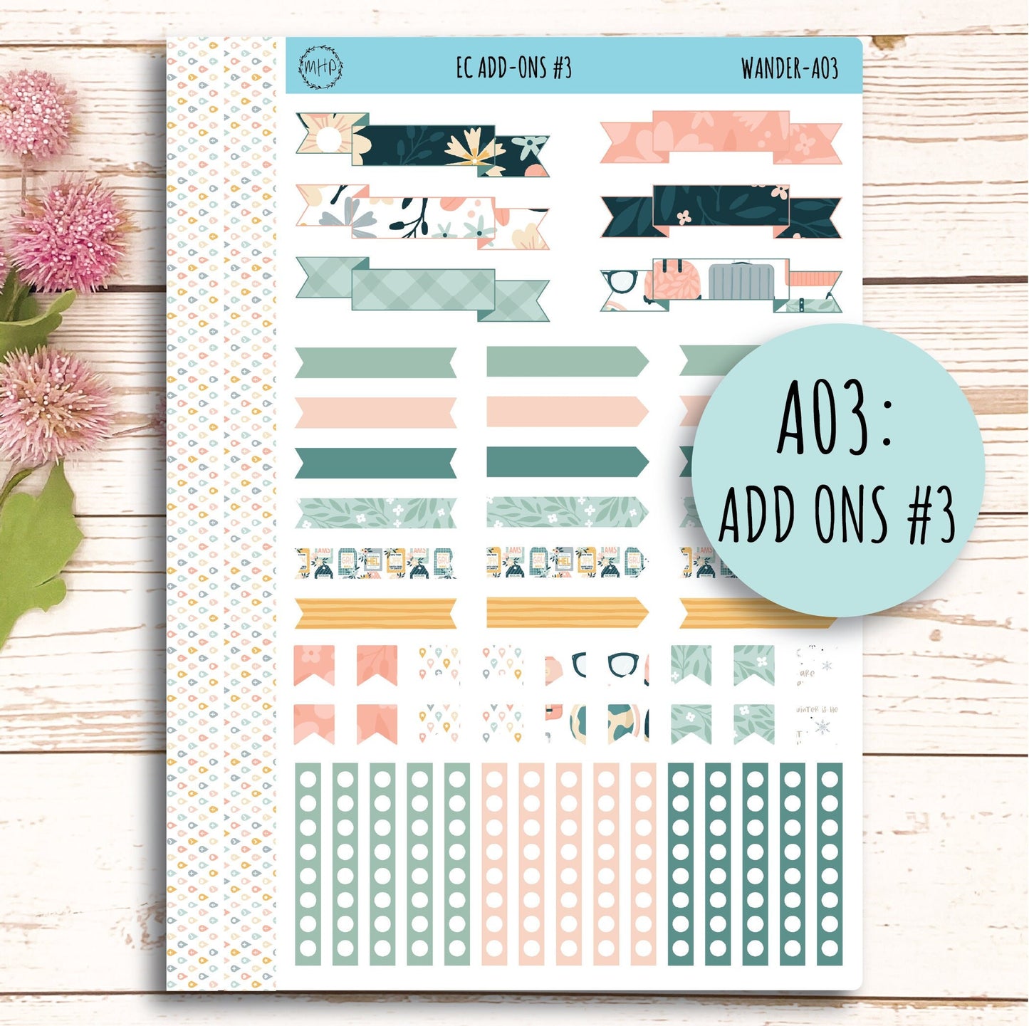 Add Ons Stickers for 7x9 Erin Condren Planners. JUNE "Wander" || WR-AO