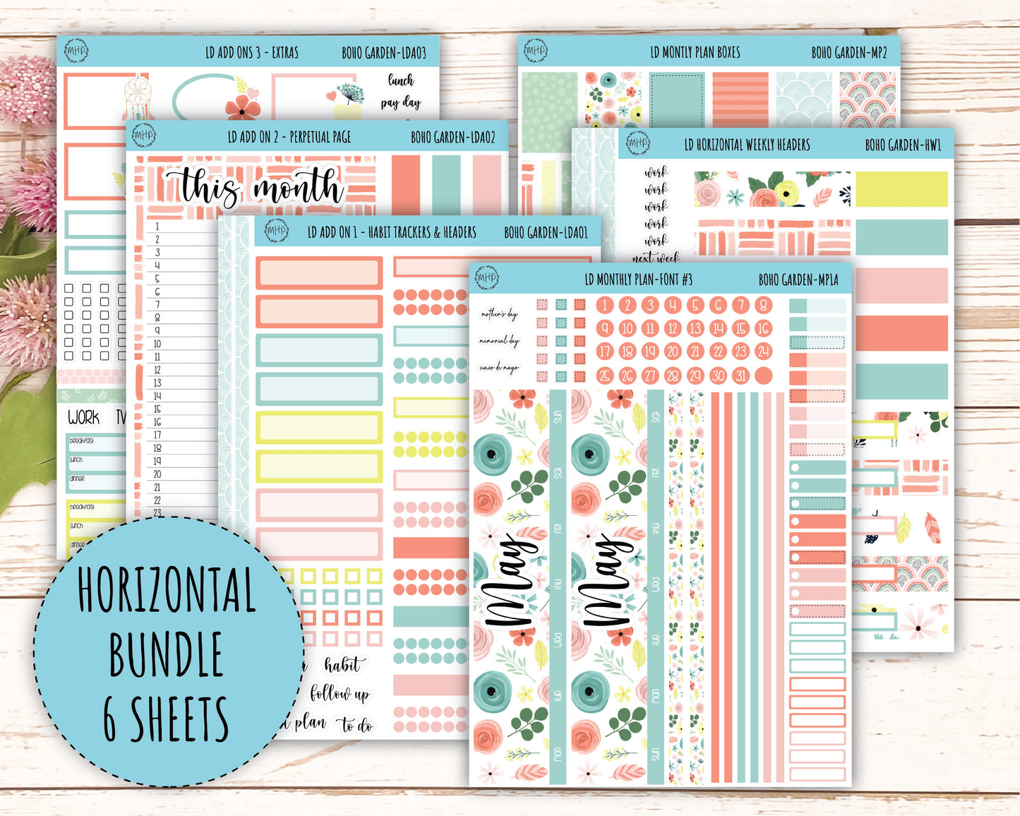 Monthly Plan Kit for Laurel Denise UNDATED Planners "Boho Garden" || MPBG