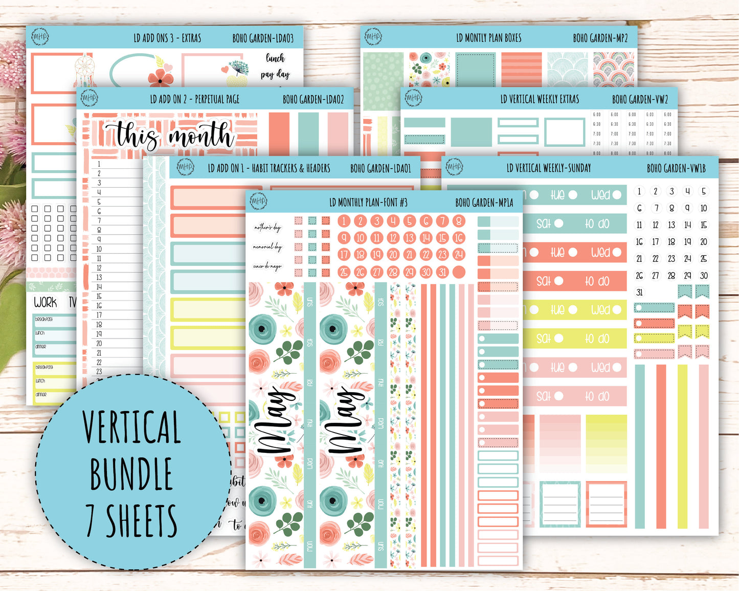 Monthly Plan Kit for Laurel Denise UNDATED Planners "Boho Garden" || MPBG