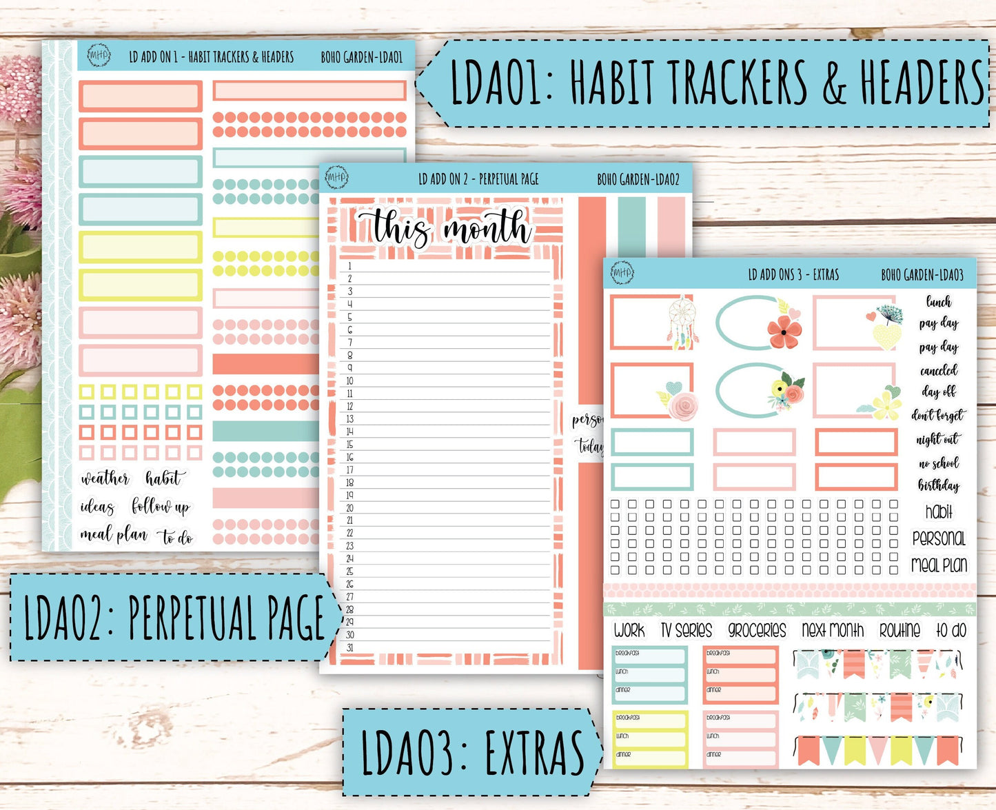 Monthly Plan Kit for Laurel Denise UNDATED Planners "Boho Garden" || MPBG
