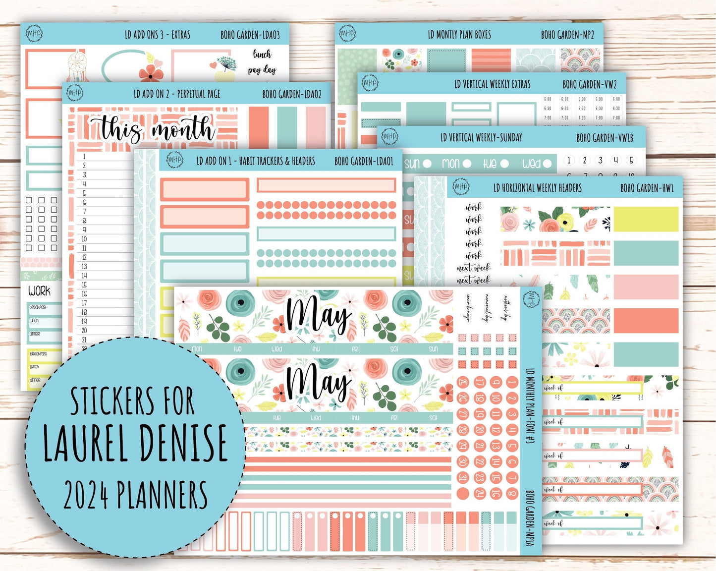 Monthly Plan Kit for Laurel Denise UNDATED Planners "Boho Garden" || MPBG
