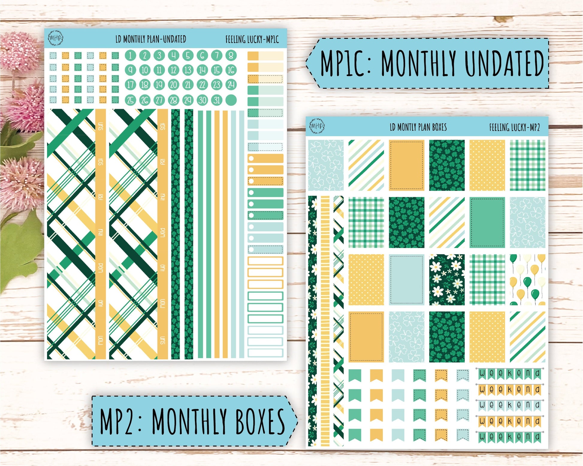 Monthly Plan Kit for Laurel Denise UNDATED Planners "Feeling Lucky" || MPFL