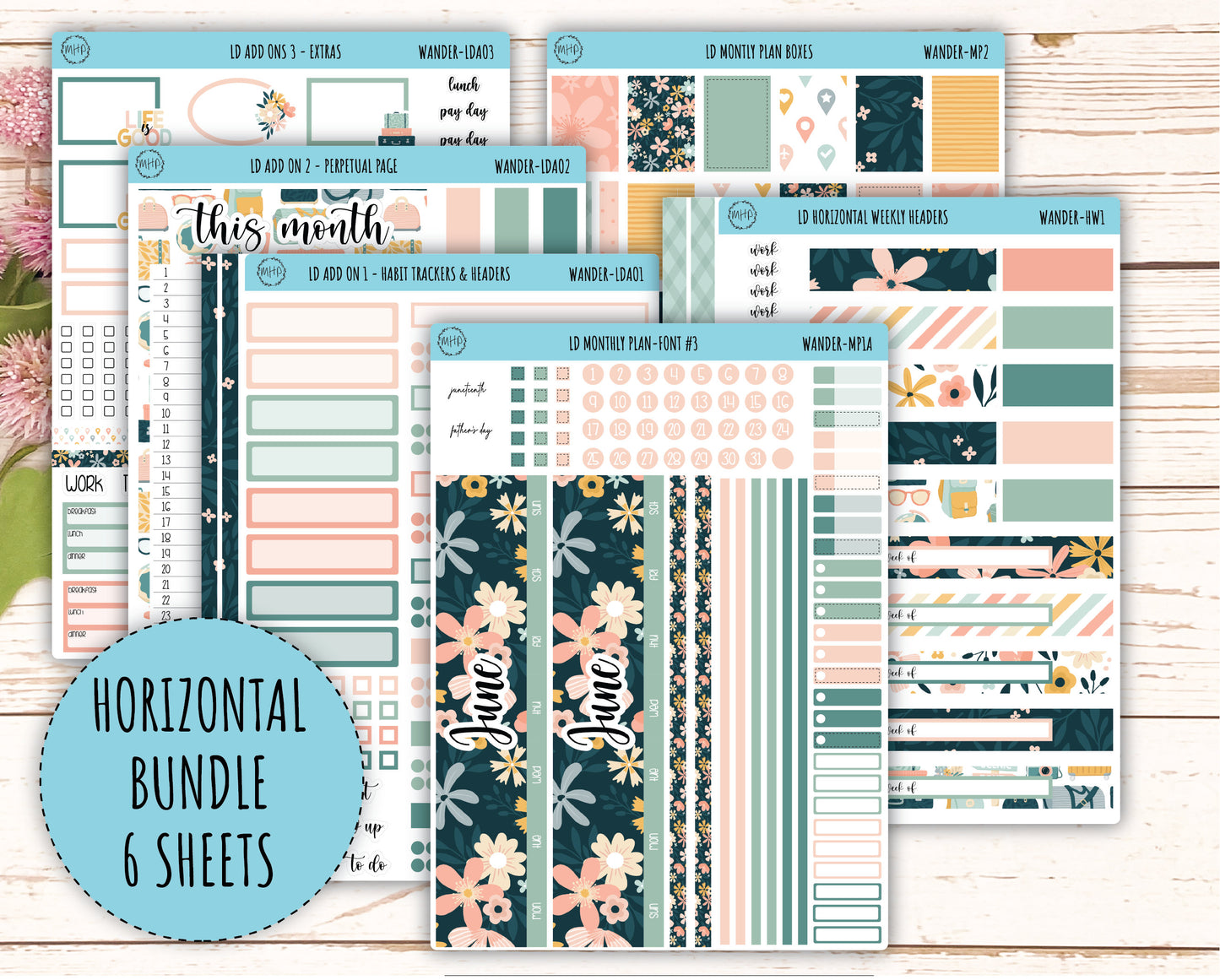 Sticker for 2024 Laurel Denise Planners. "Pretty Wildflowers" || MPWR