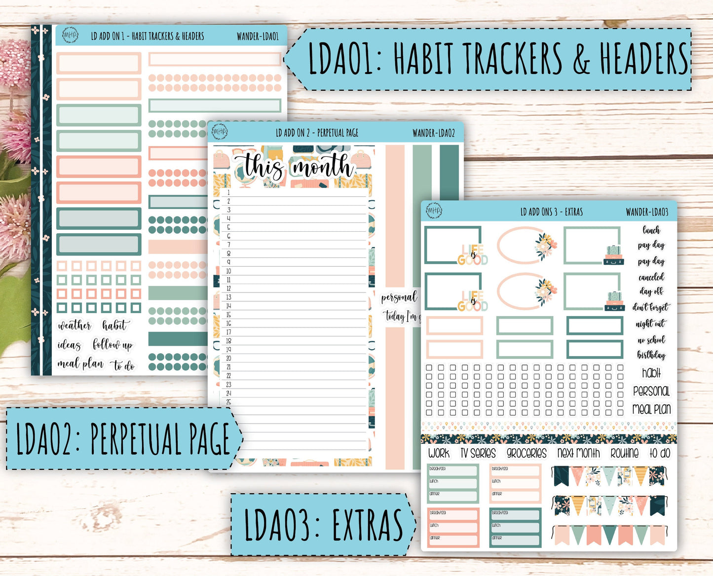 Sticker for 2024 Laurel Denise Planners. "Pretty Wildflowers" || MPWR