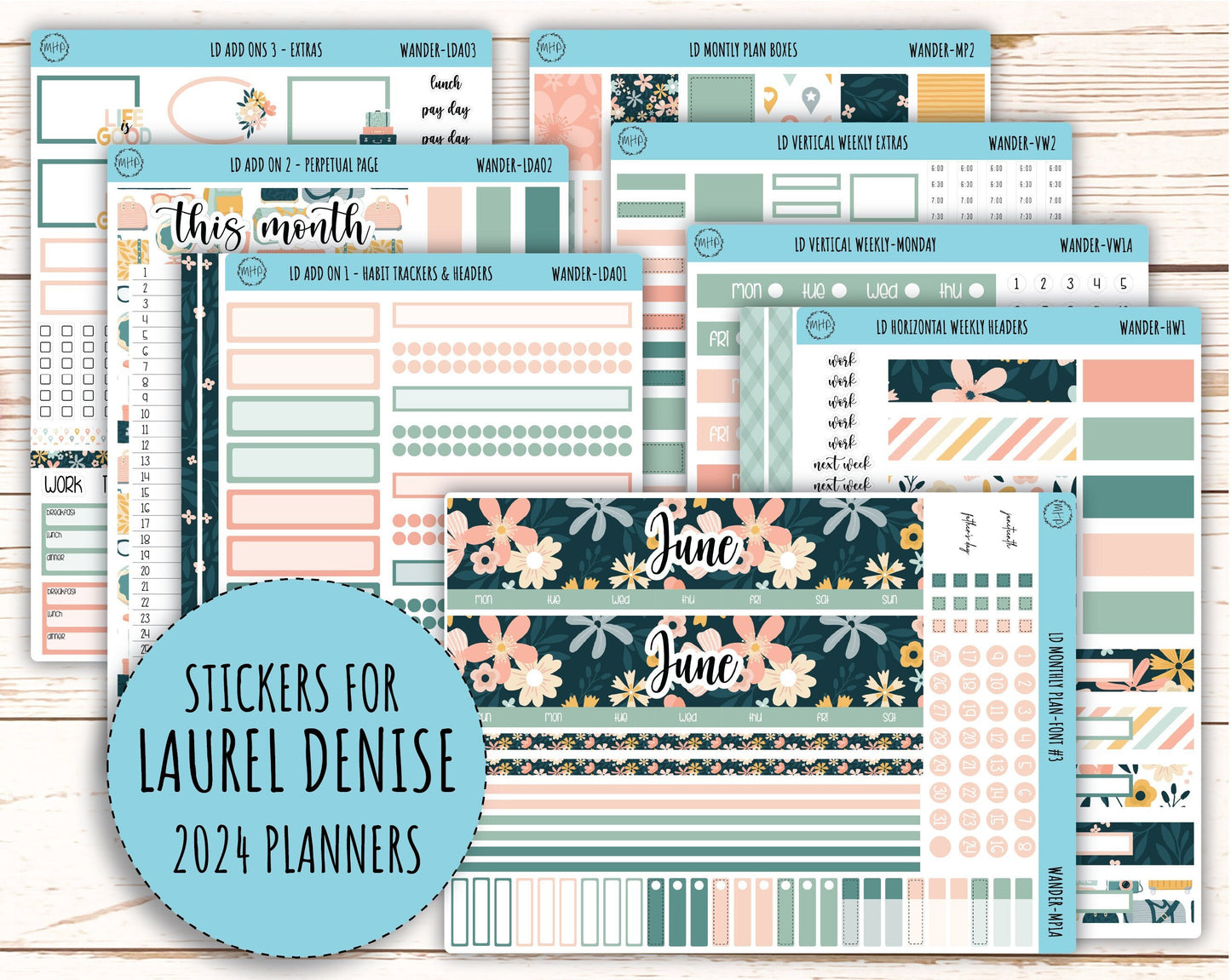 Sticker for 2024 Laurel Denise Planners. "Pretty Wildflowers" || MPWR