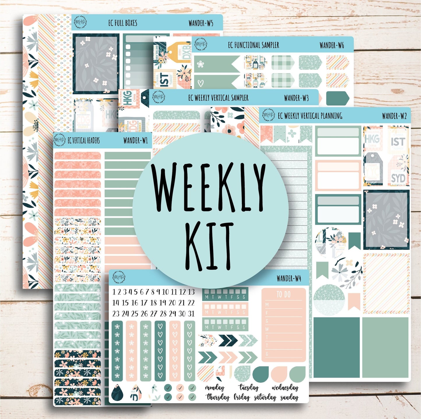 JUNE Weekly Planning Kits for 7x9 Planners. "Wander" || WR-W