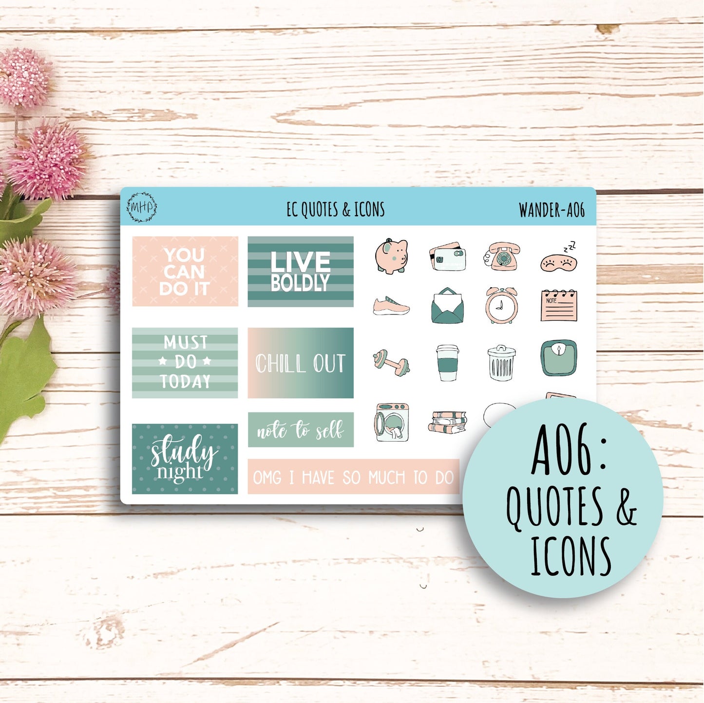 Add Ons Stickers for 7x9 Erin Condren Planners. JUNE "Wander" || WR-AO