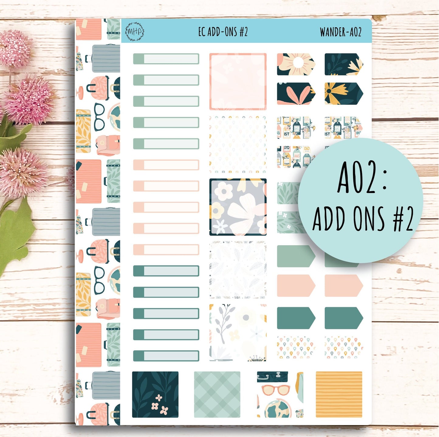 Add Ons Stickers for 7x9 Erin Condren Planners. JUNE "Wander" || WR-AO