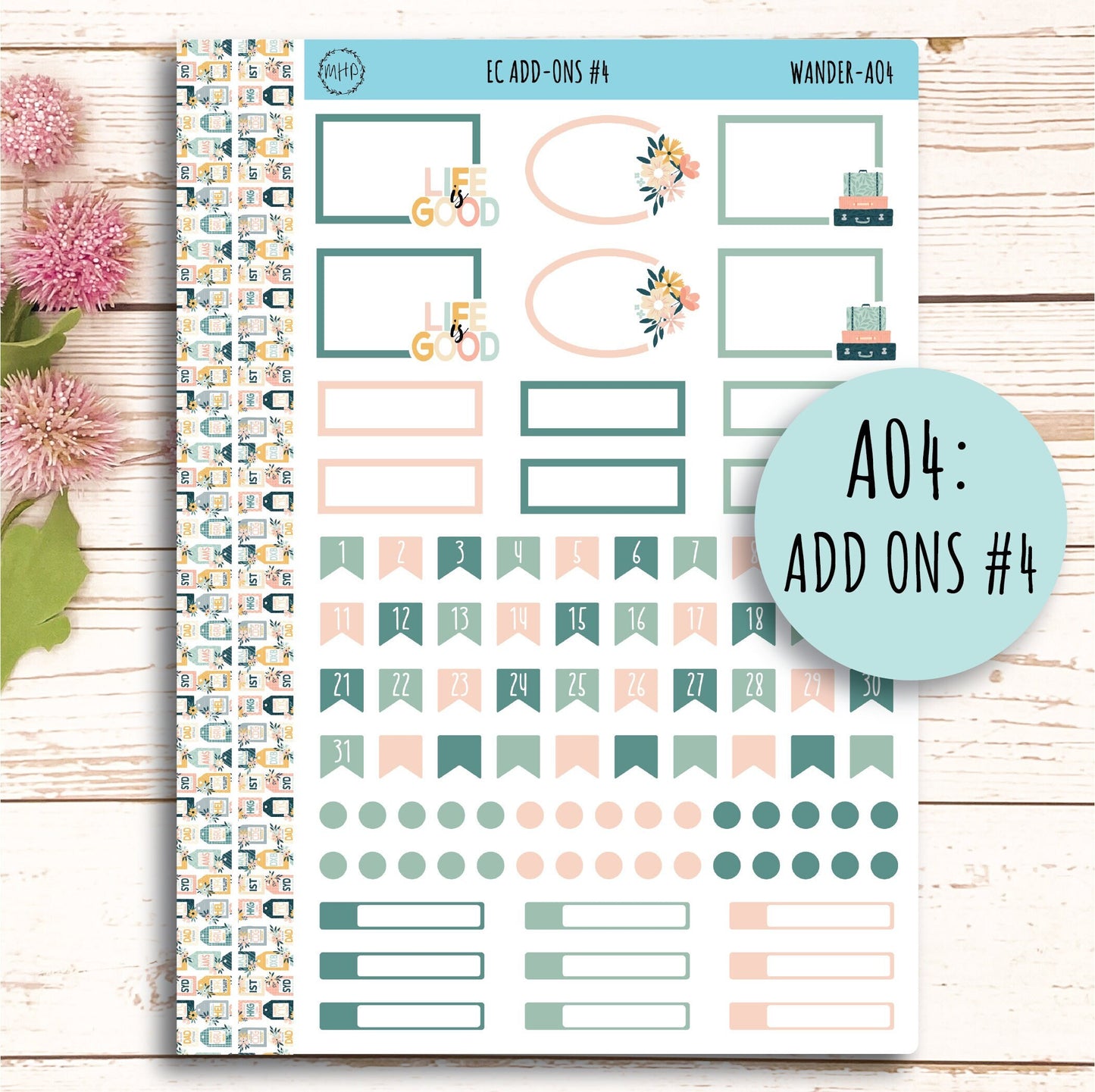 Add Ons Stickers for 7x9 Erin Condren Planners. JUNE "Wander" || WR-AO