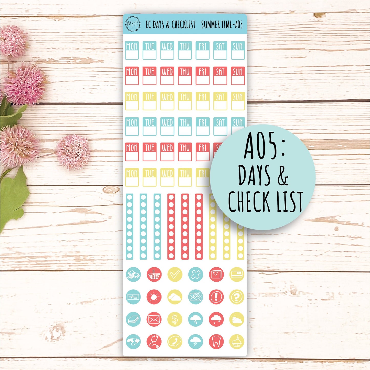 Add Ons Stickers for 7x9 Erin Condren Planners. August "Summer Time" || ST-AO
