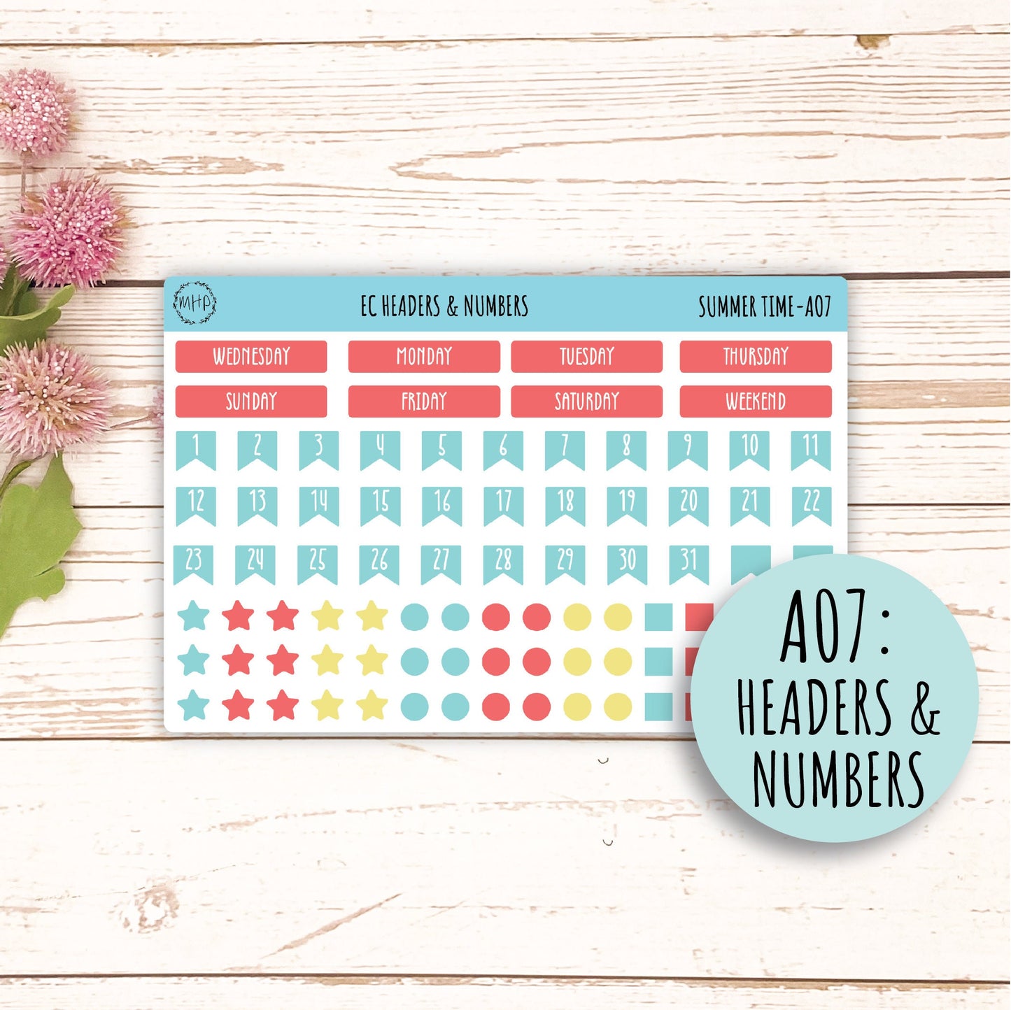 Add Ons Stickers for 7x9 Erin Condren Planners. August "Summer Time" || ST-AO