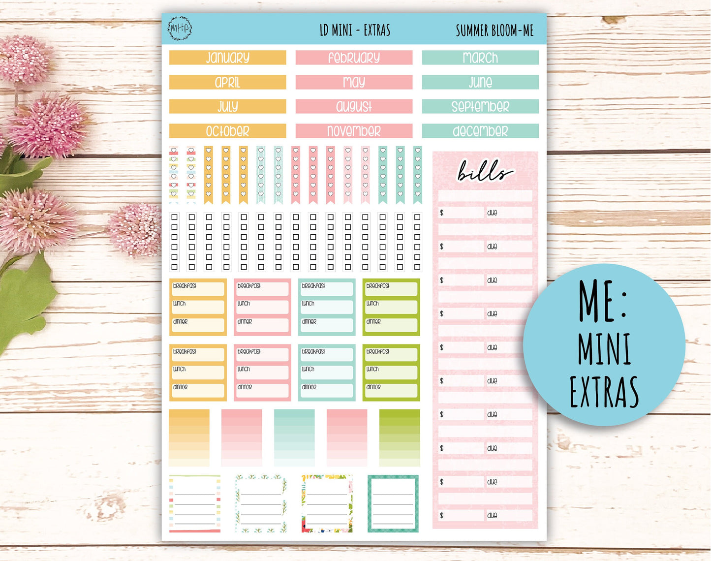 July Sticker for MINI Laurel Denise Planners "Summer Bloom" || MSB