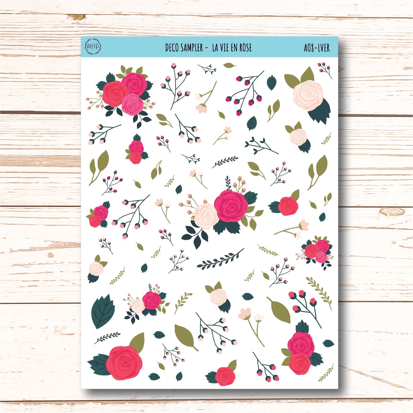 Decorative Planner Stickers "La Vie in Rose" || AO-LVER