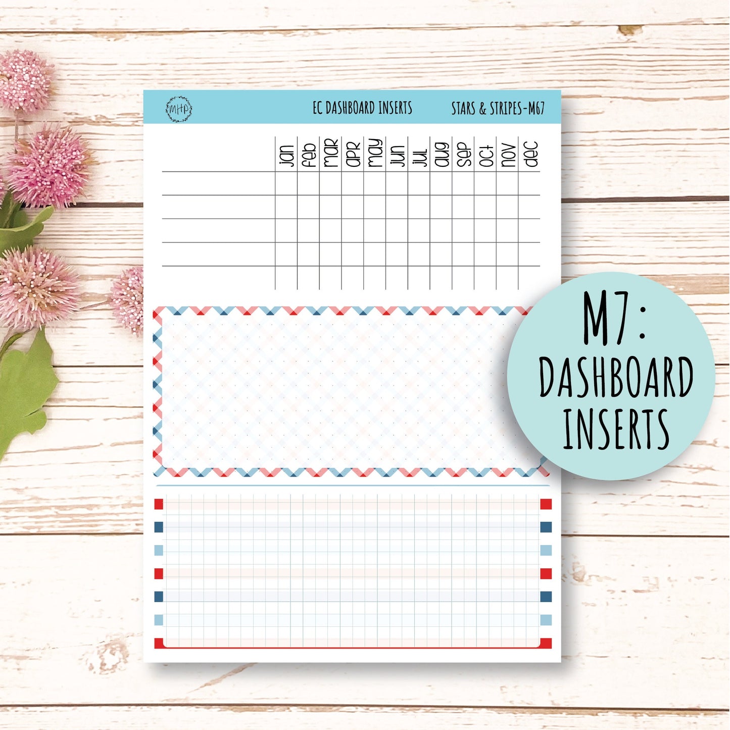 July Monthly Kit Stickers for 7x9 Erin Condren Planners. "STARS and STRIPES" || S&S-M