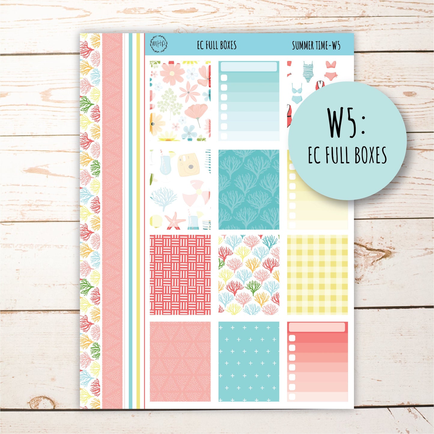 August Weekly Planning Kits for 7x9 Planners. "SUMMER TIME" || ST-W