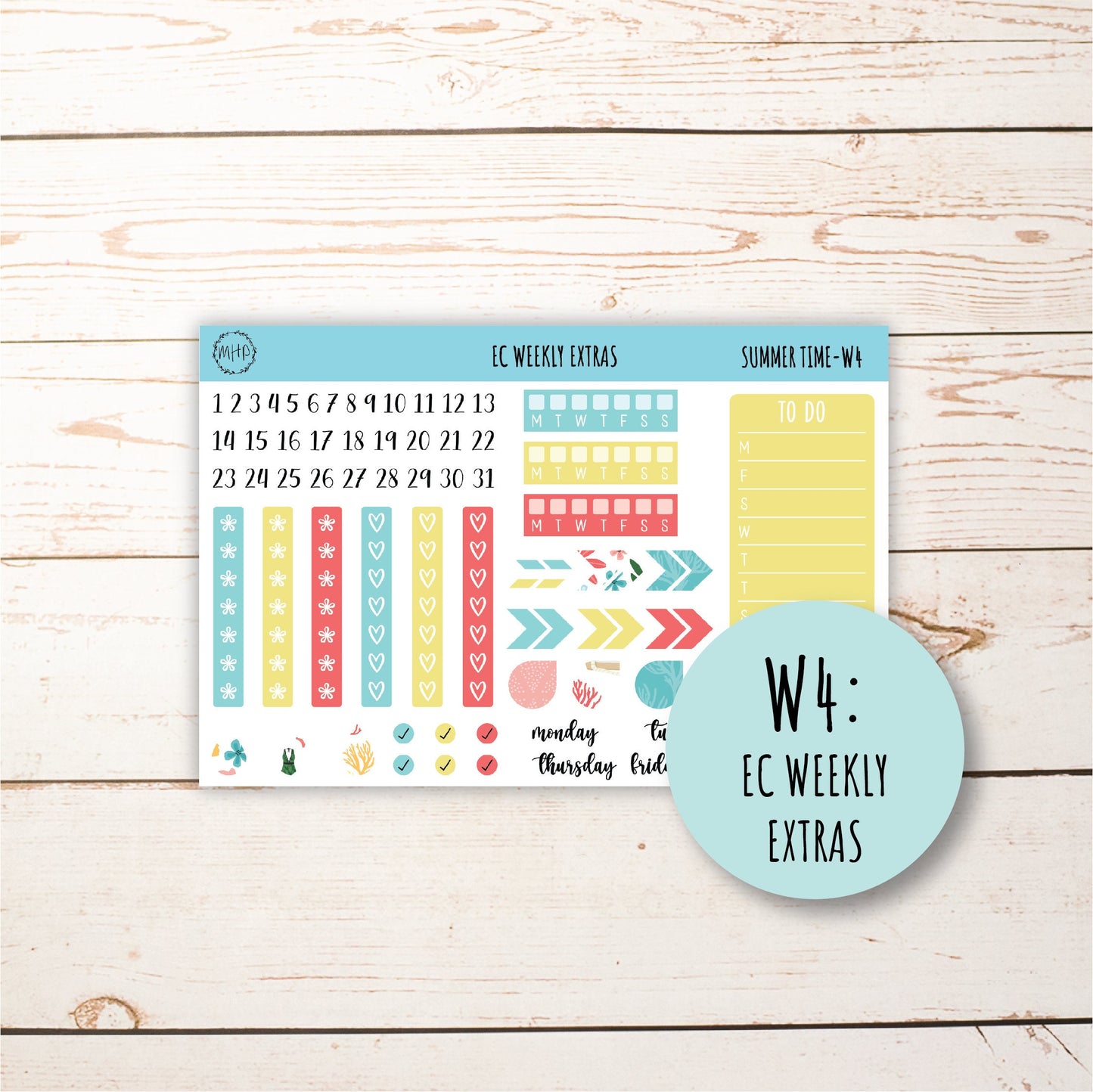 August Weekly Planning Kits for 7x9 Planners. "SUMMER TIME" || ST-W