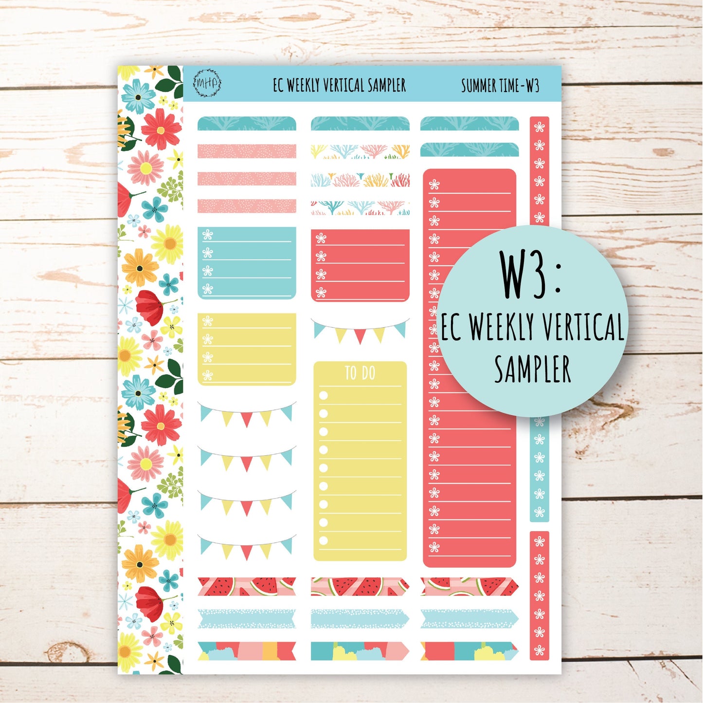 August Weekly Planning Kits for 7x9 Planners. "SUMMER TIME" || ST-W
