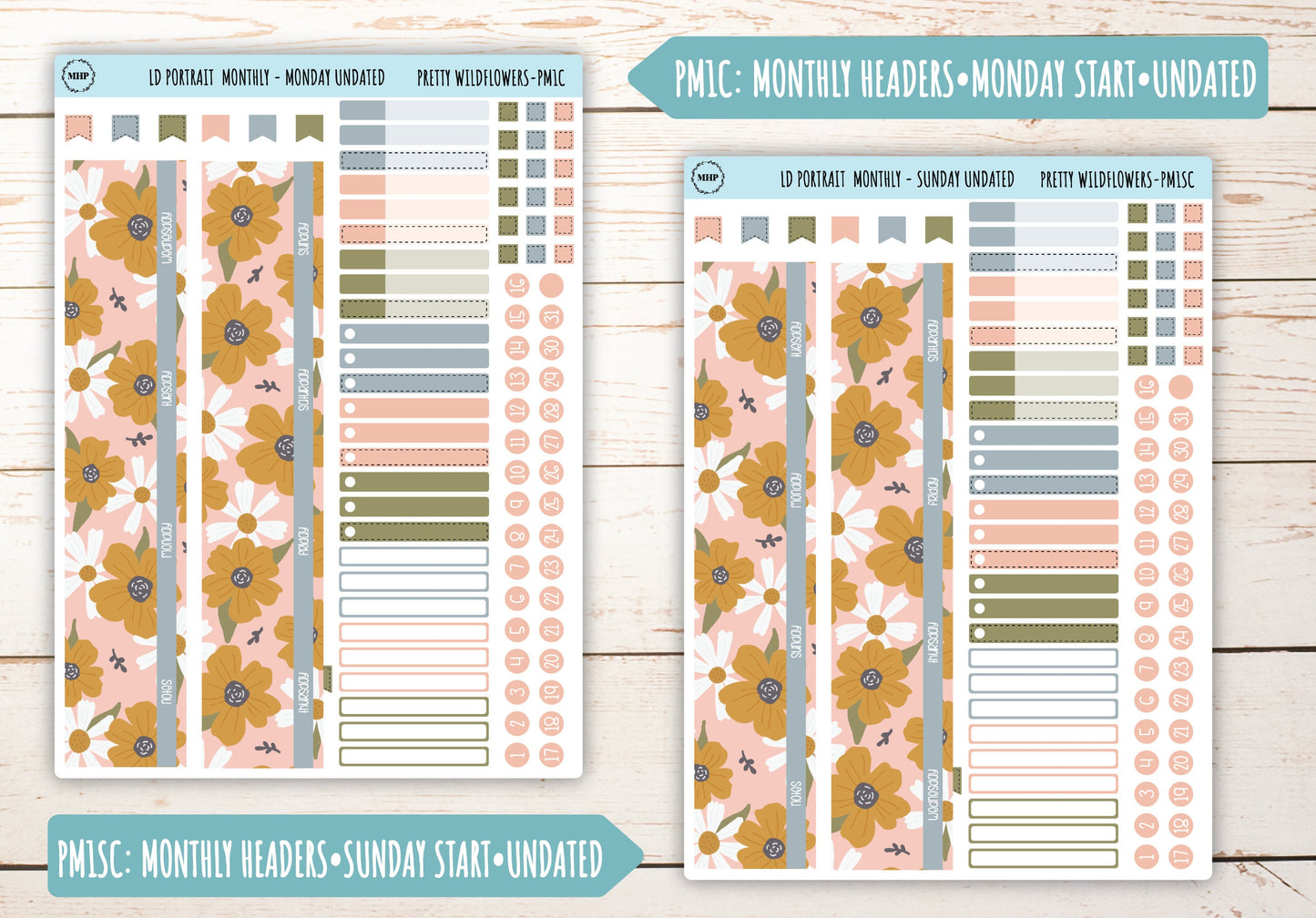 JUNE Stickers for Laurel Denise Portrait Planners. "Pretty Wildflowers" || LDPPW