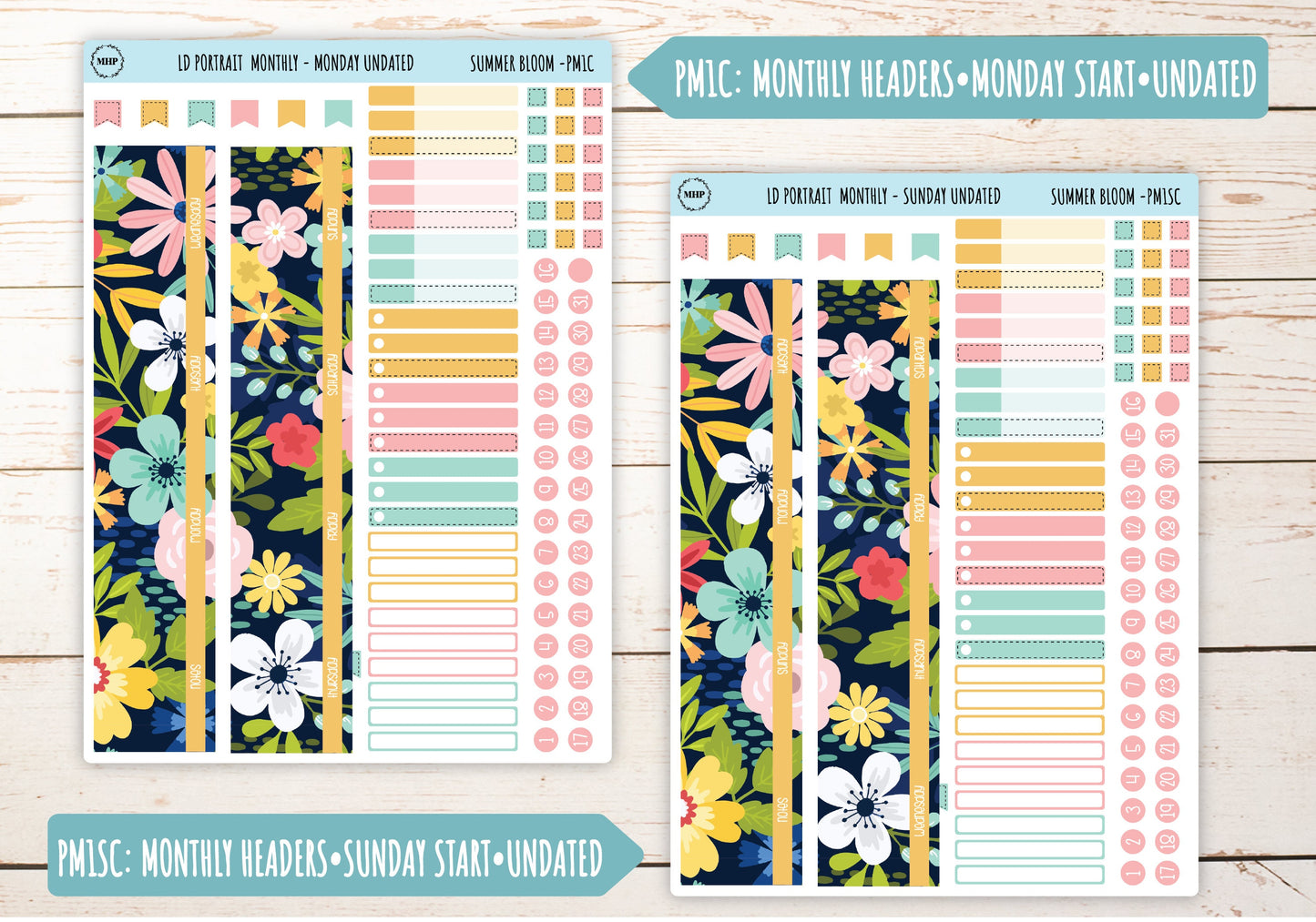JULY Stickers for Laurel Denise Portrait Planners. "Summer Bloom" || LDPSB