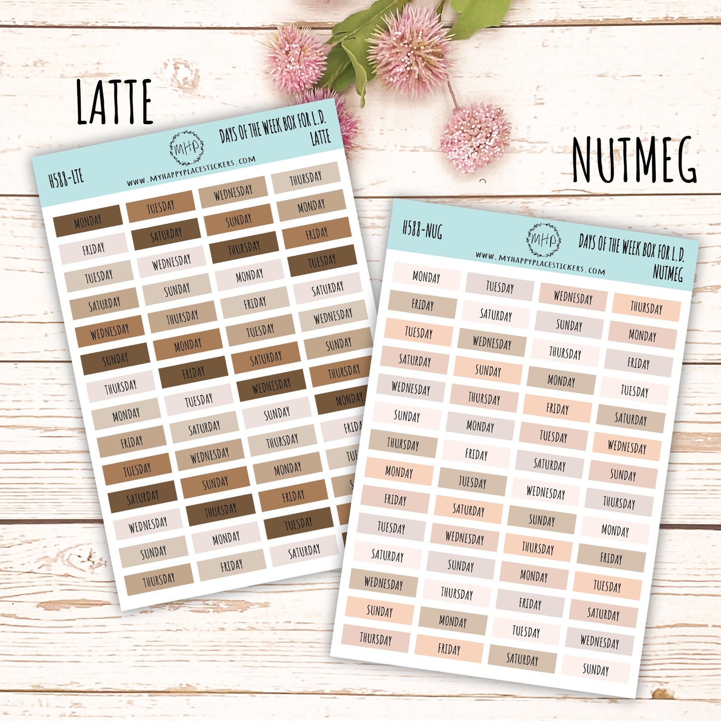 Days of the Week Color Box. Planner Stickers || H588