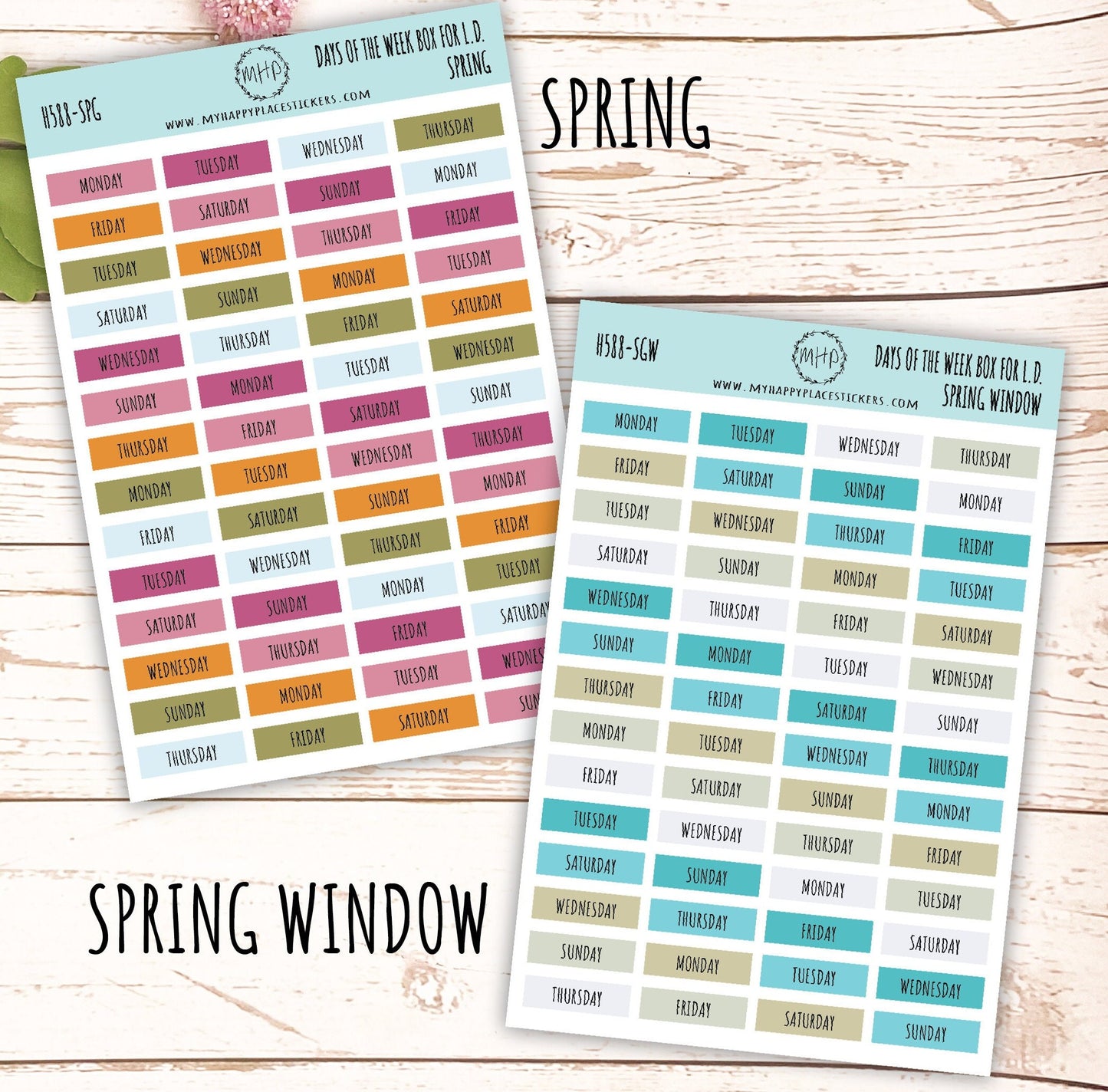 Days of the Week Color Box. Planner Stickers || H588