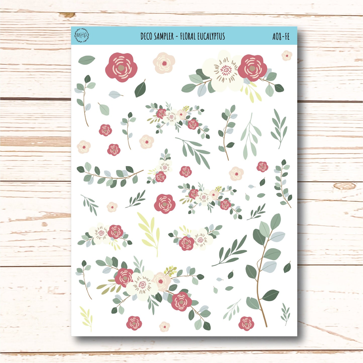 Decorative Planner Stickers "Floral Eucalyptus" || AO-FE