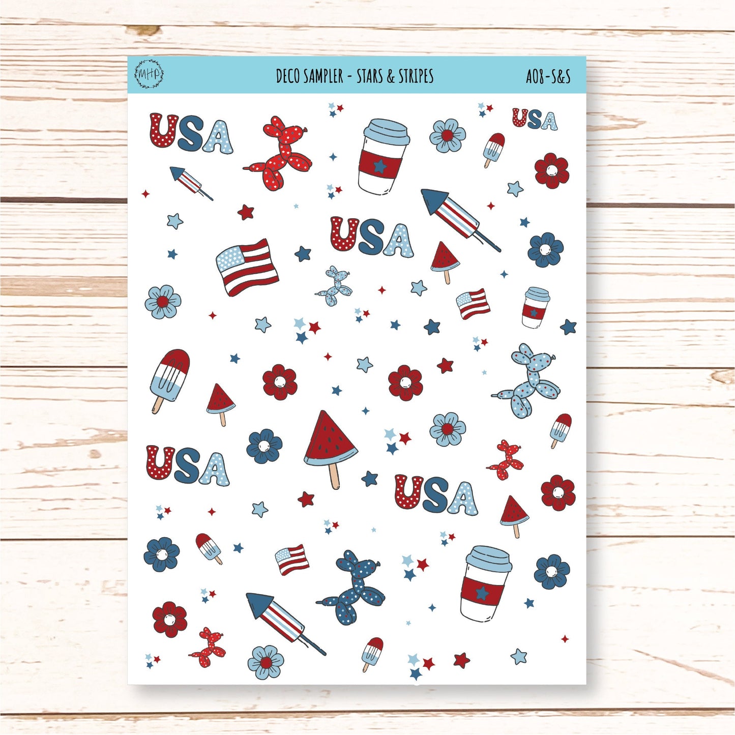 Decorative Planner Stickers "Stars and Stripes" || AO-S&S