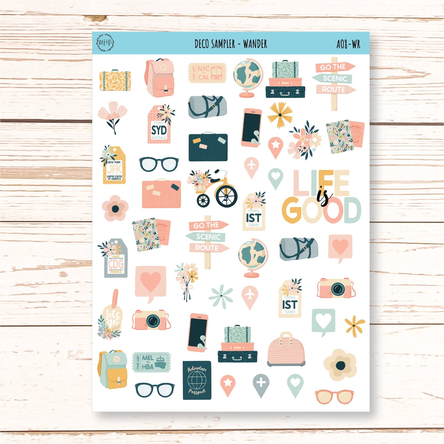 Decorative Planner Stickers "Wander" || AO-WR
