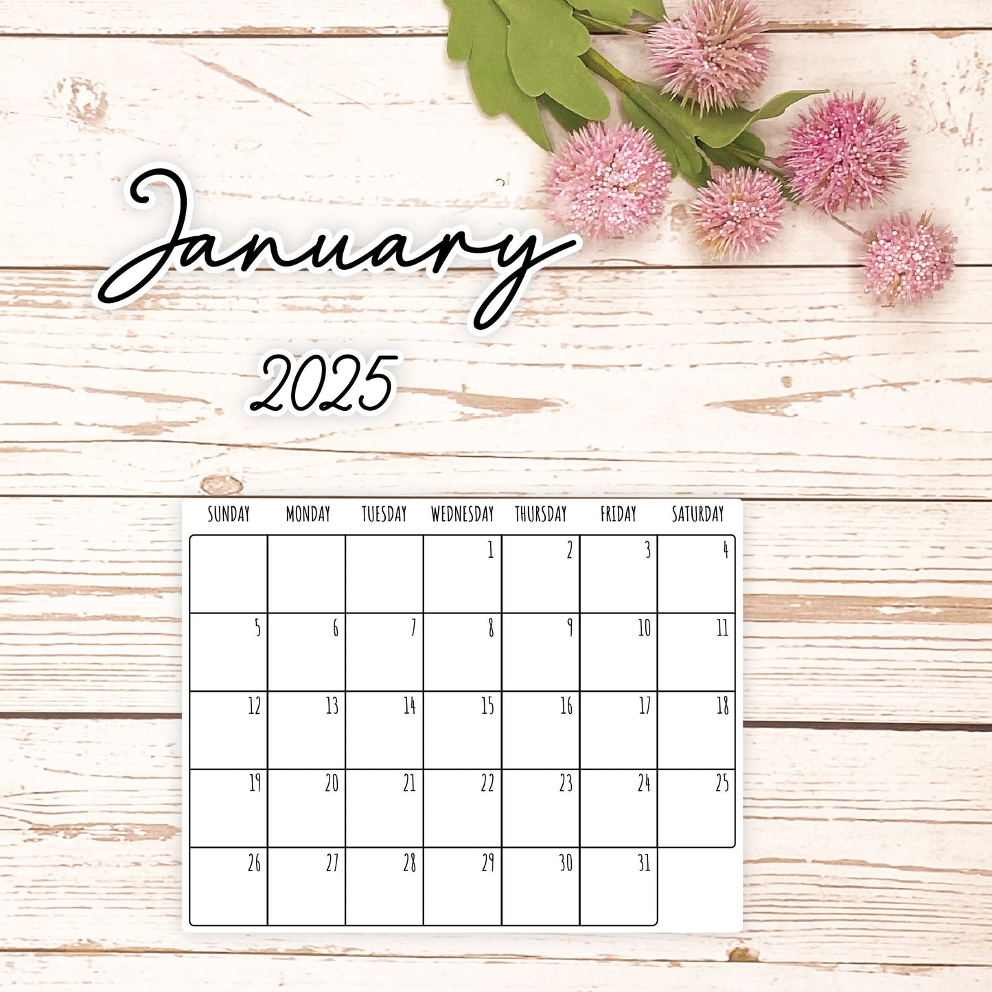 2025 Month at a Glance Stickers for Planners. SUNDAY Start || H642