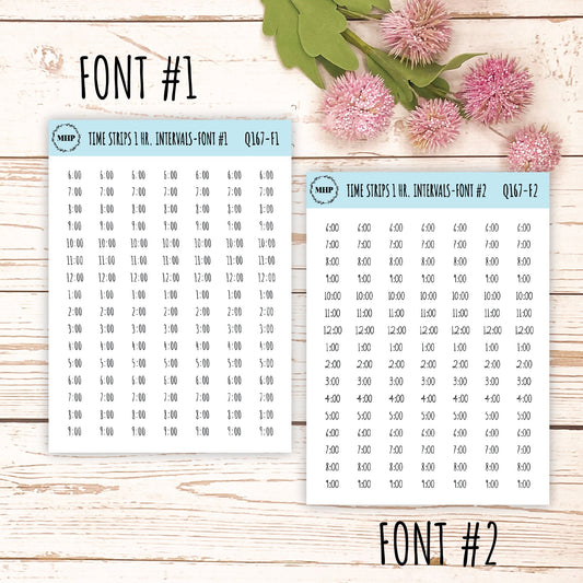 Time Strips for Planners. 1-Hour Intervals Planner Stickers || Q167