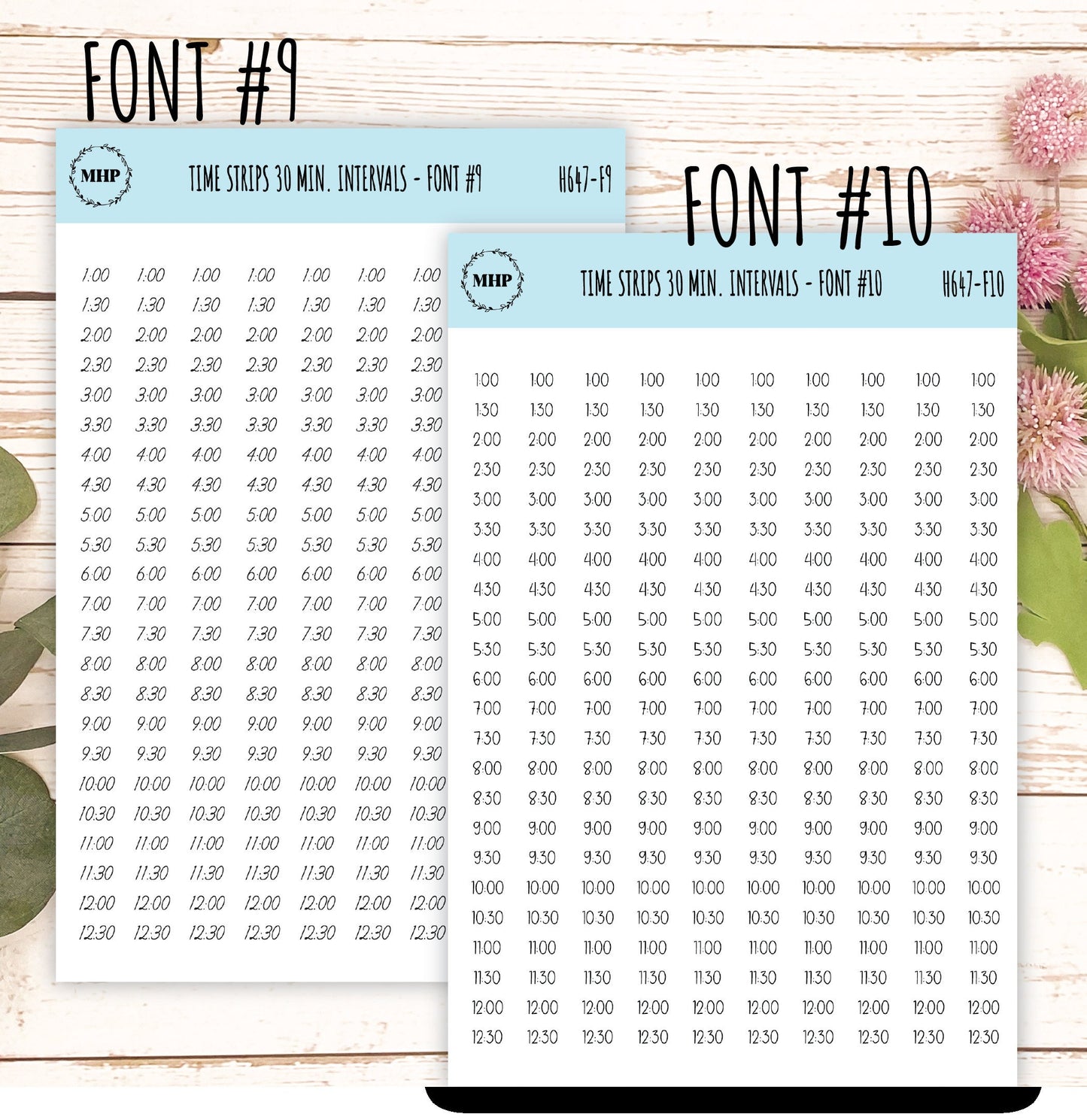 Time Strips for Planners. 30-Minutes Intervals. Planner Stickers || H647