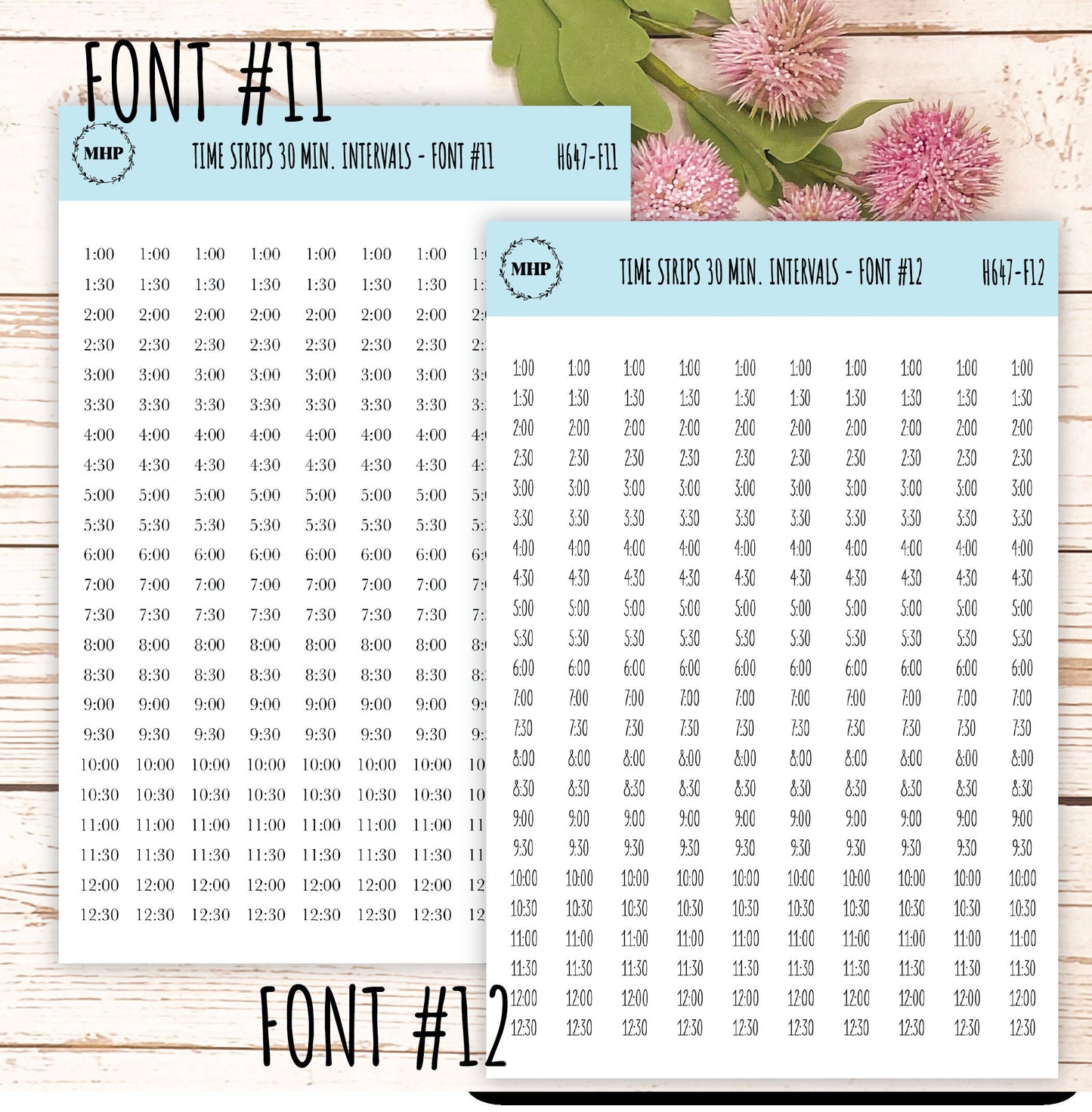Time Strips for Planners. 30-Minutes Intervals. Planner Stickers || H647