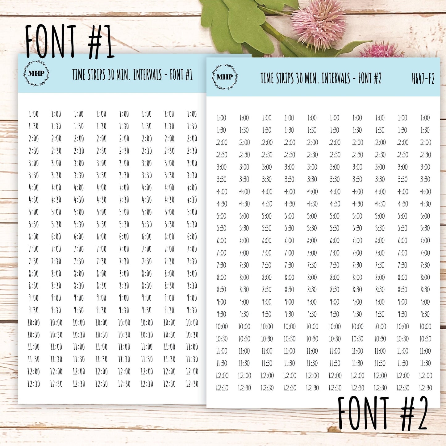 Time Strips for Planners. 30-Minutes Intervals. Planner Stickers || H647
