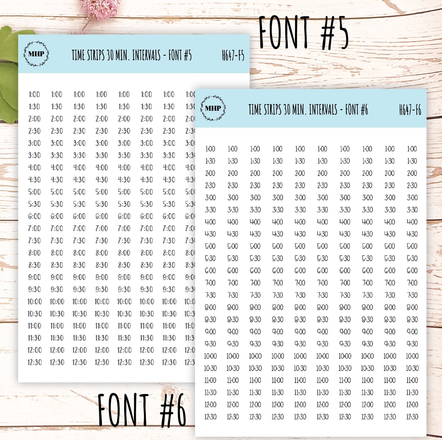 Time Strips for Planners. 30-Minutes Intervals. Planner Stickers || H647