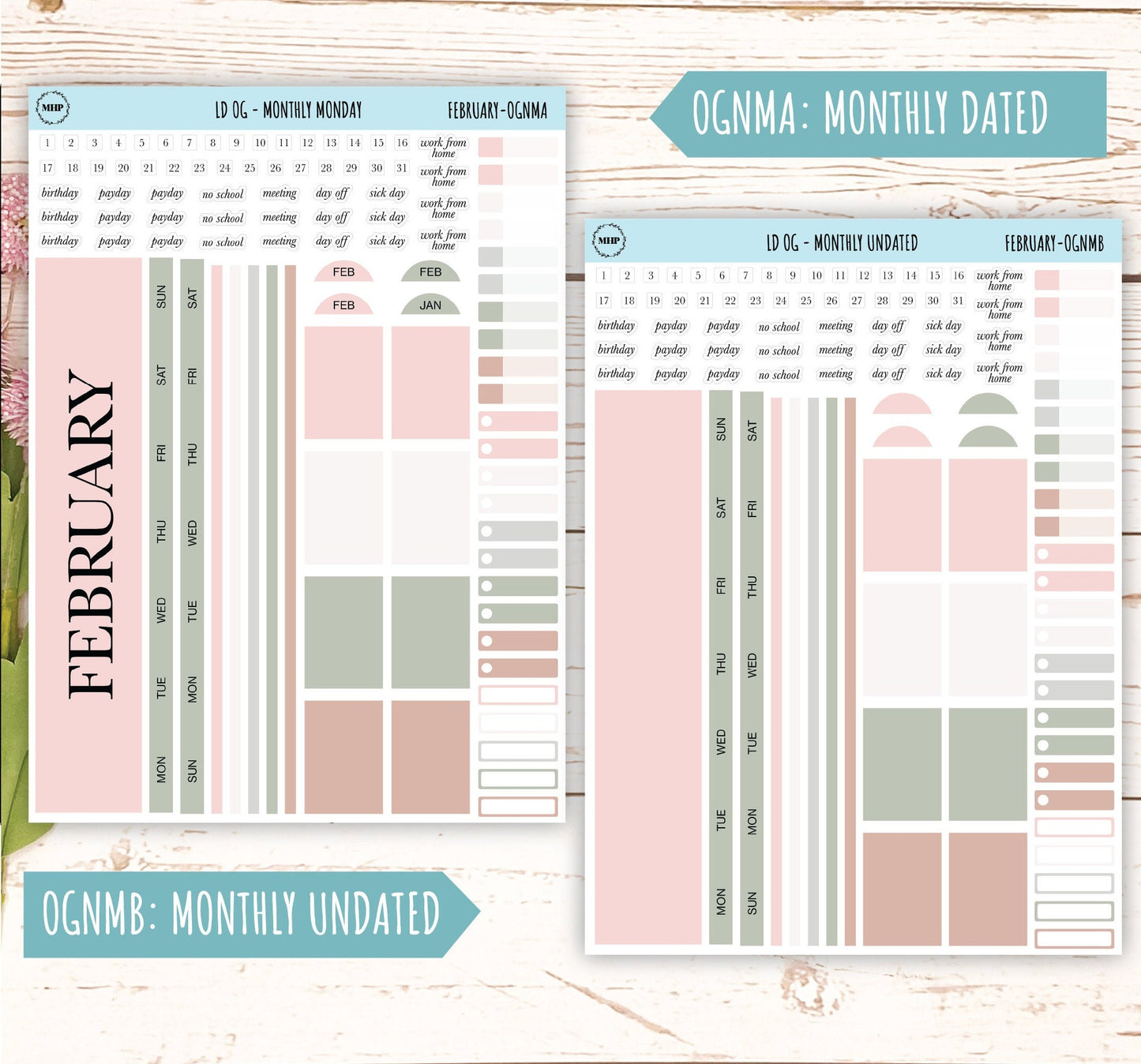 Neutral Color Stickers for OG Laurel Denise Planners. FEBRUARY || OGNFEB
