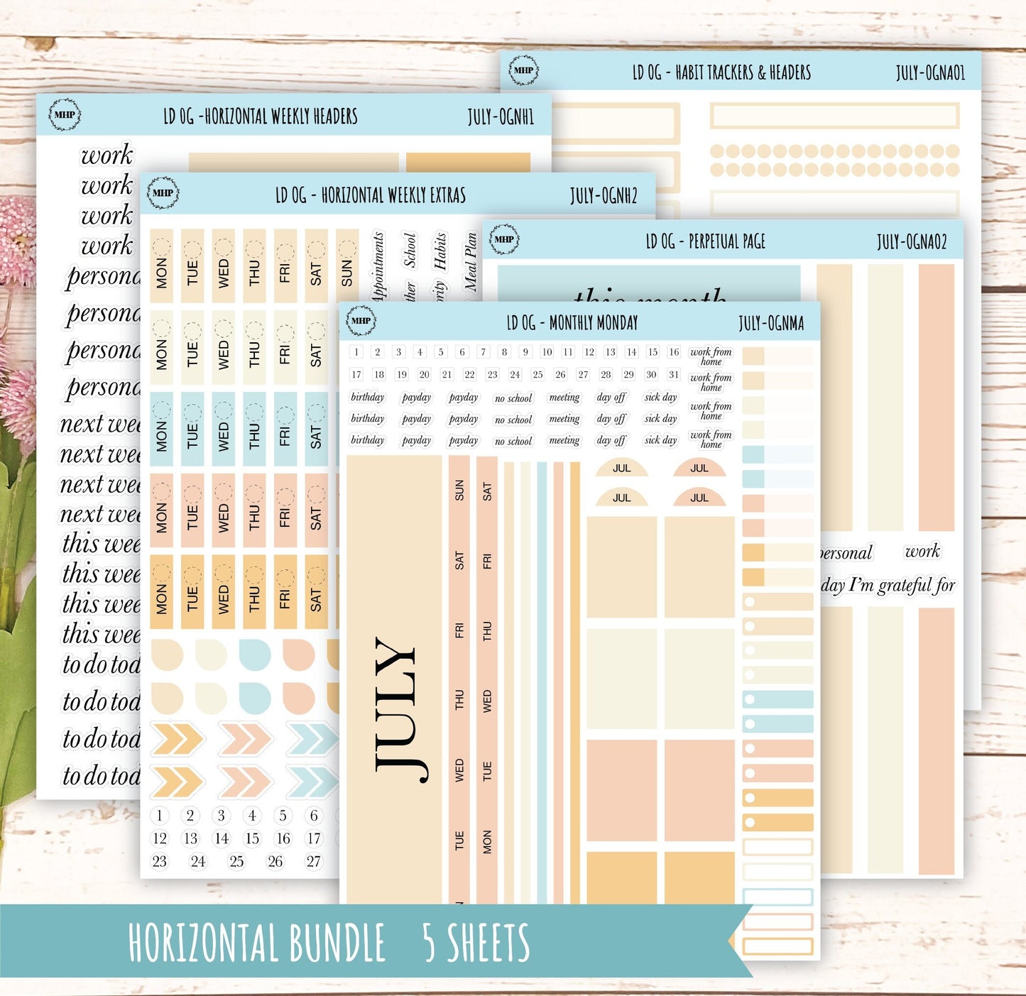 Neutral Color Stickers for OG Laurel Denise Planners. JULY || OGNJUL