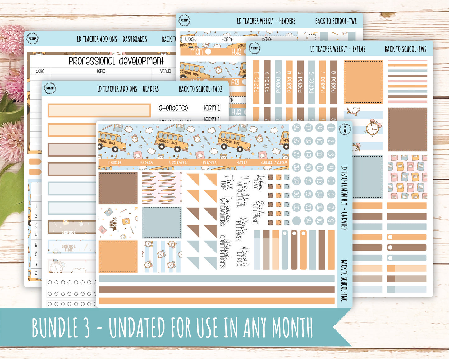 SEPTEMBER Stickers for Laurel Denise Teacher Planners. "Back to School" || TBTS