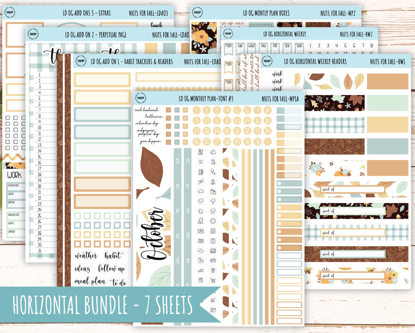 OCTOBER Stickers for OG Laurel Denise Planners. "Nuts for Fall" || OGNF