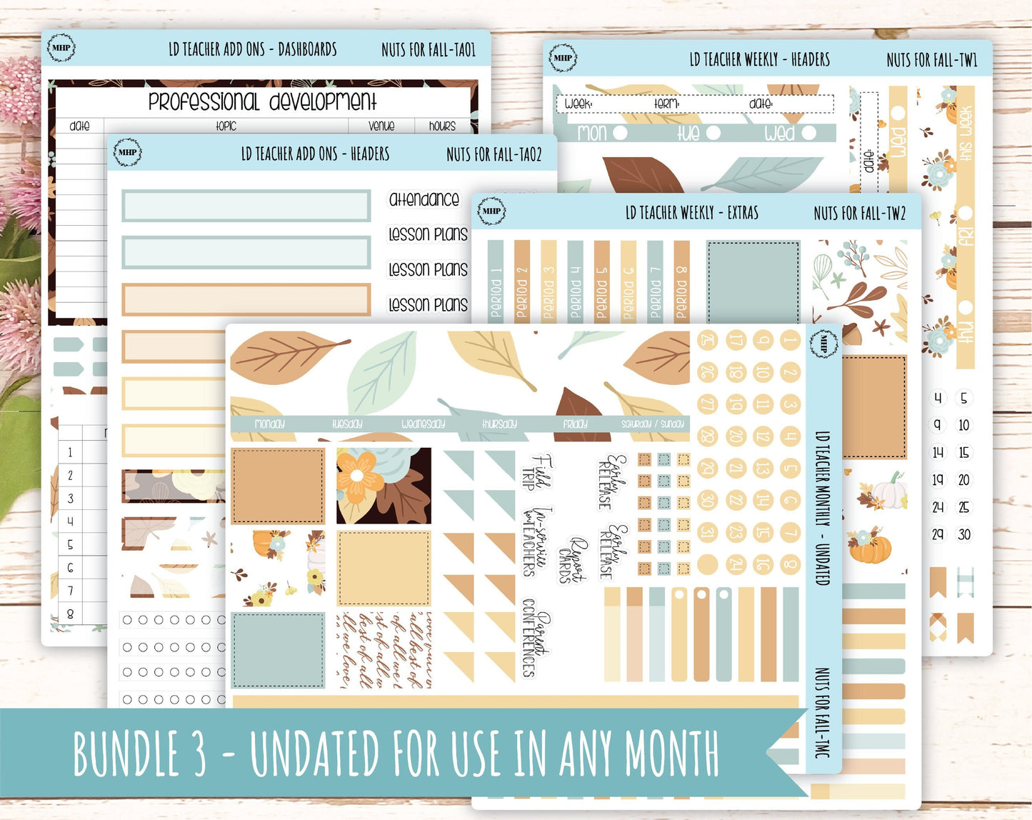 OCTOBER Stickers for Laurel Denise Teacher Planners. "Nuts for Fall" || TNF