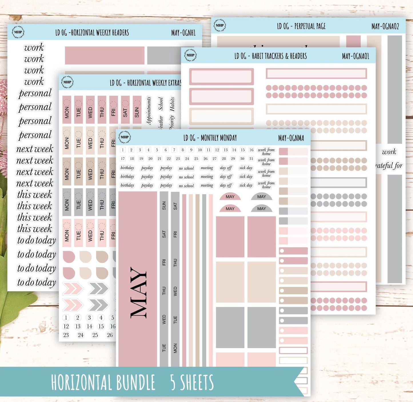 Neutral Color Stickers for OG Laurel Denise Planners. MAY || OGNMAY