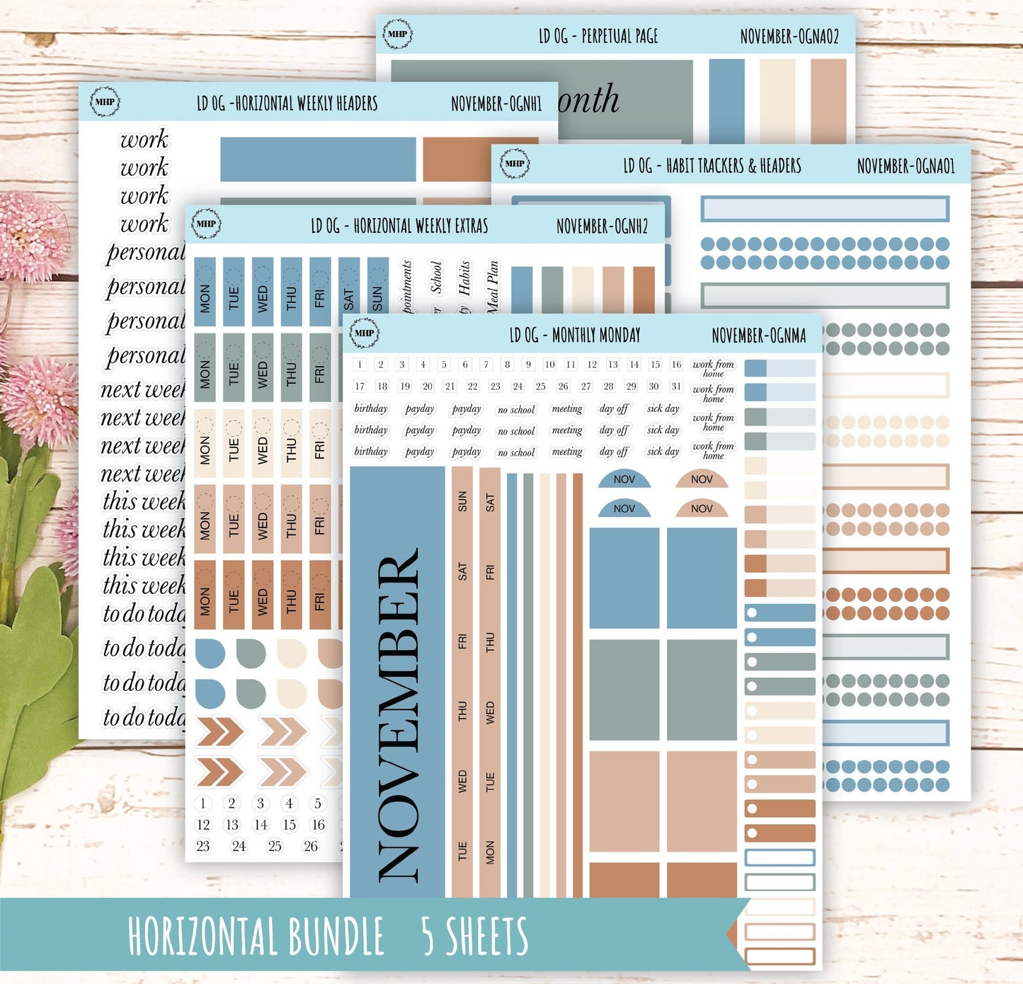 Neutral Color Stickers for OG Laurel Denise Planners. NOVEMBER || OGNNOV
