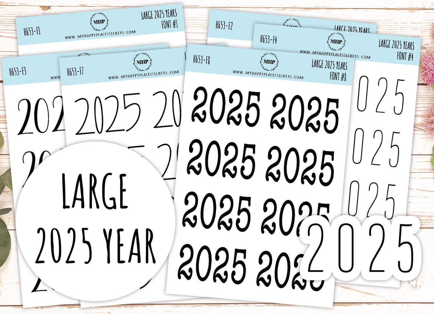 2025 Year Large Size Stickers for Planners || H653
