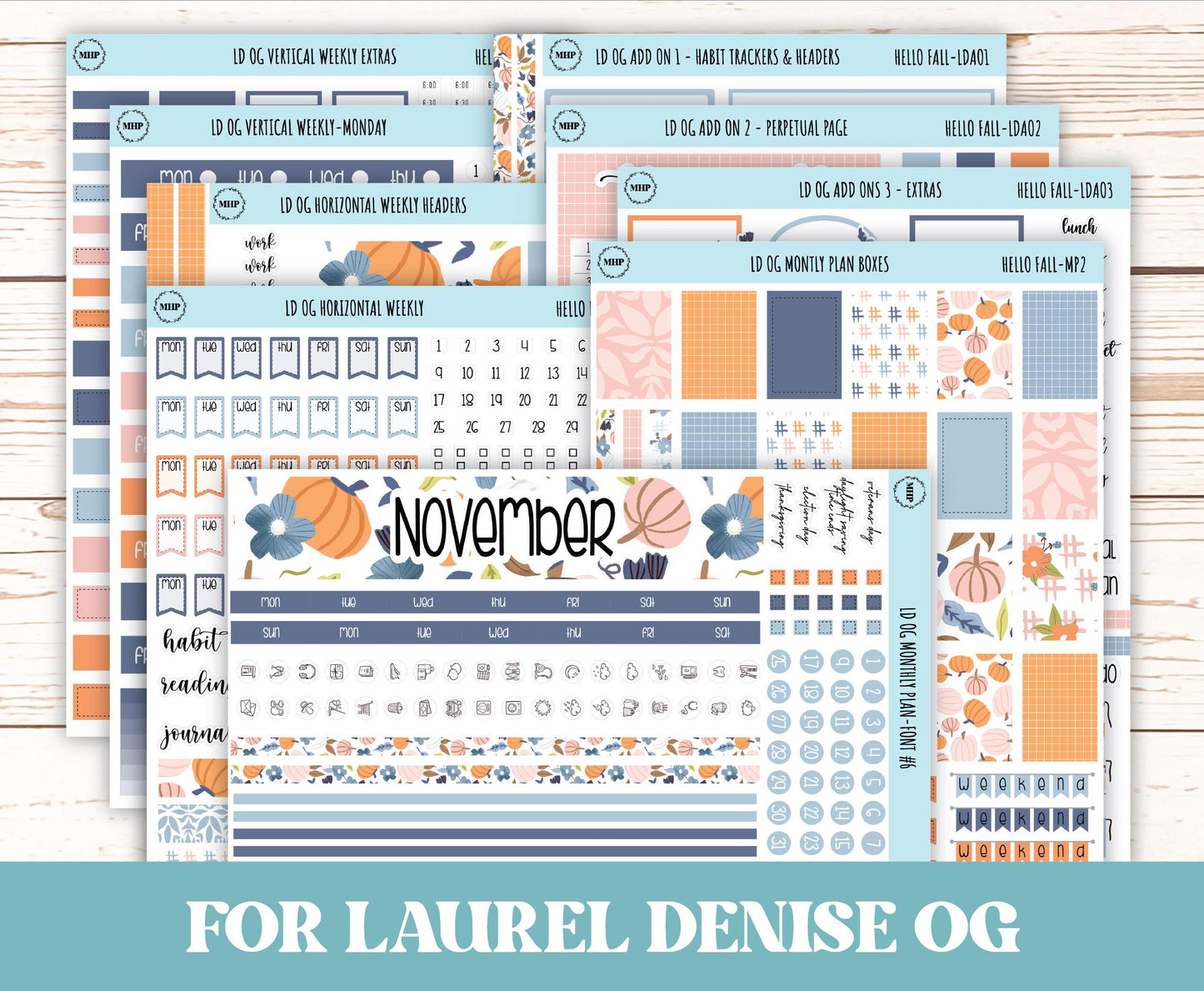 NOVEMBER Stickers for OG Laurel Denise Planners. "Hello Fall" || OGHF