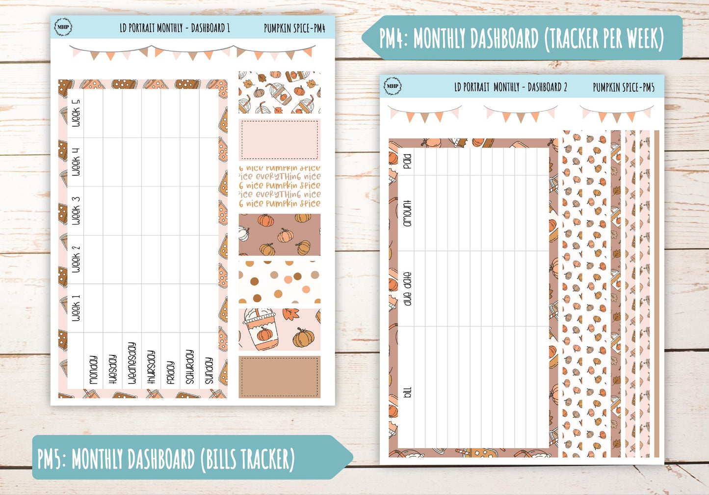 NOVEMBER Stickers for Laurel Denise Portrait Planners. "Pumpkin Spice" || PPS