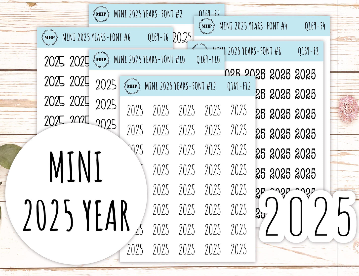 Mini 2025 Year Stickers for Bullet Journals and Planners || Q169
