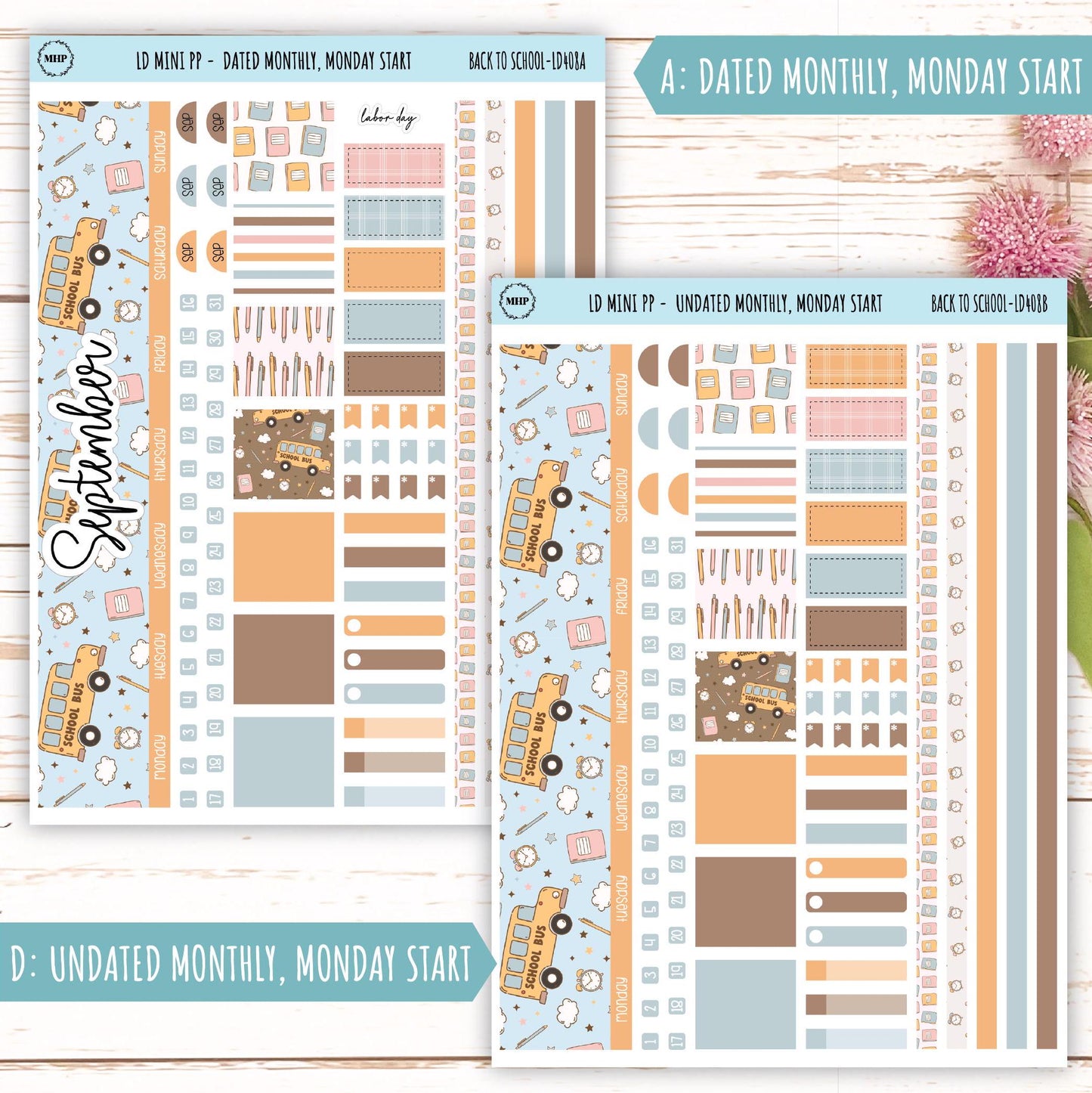 SEPTEMBER Stickers for LD Mini Project Planner "Back to School" || LD408BTS