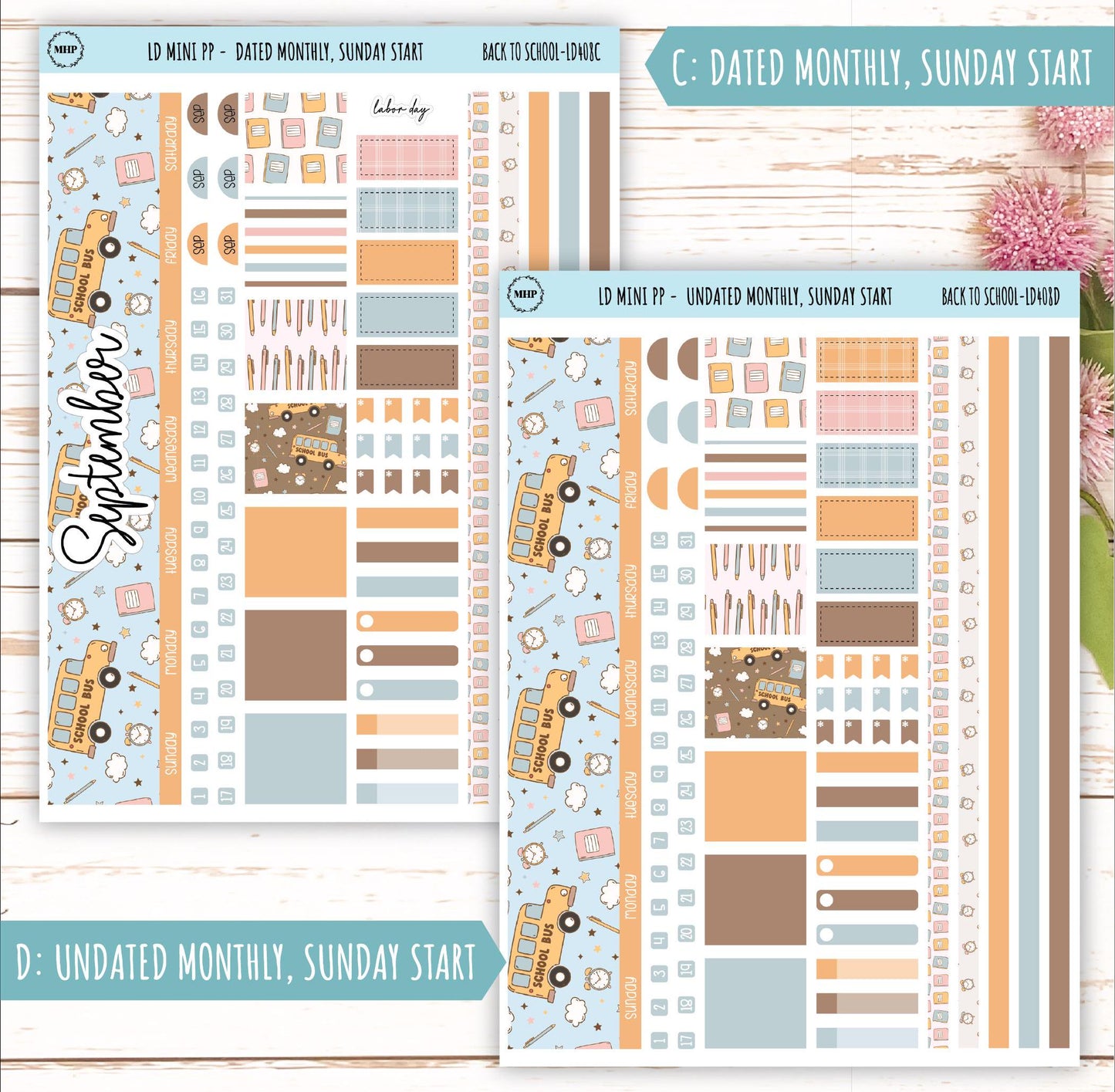 SEPTEMBER Stickers for LD Mini Project Planner "Back to School" || LD408BTS