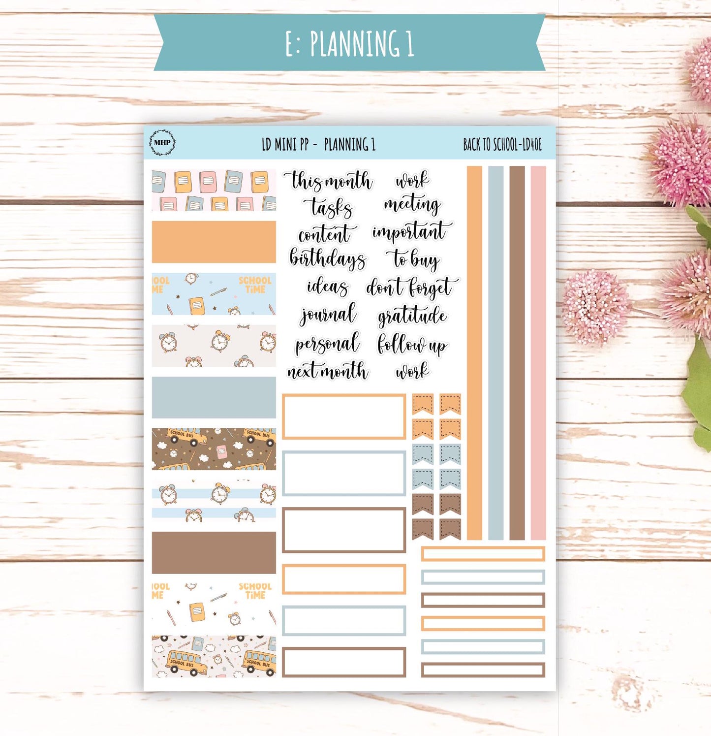 SEPTEMBER Stickers for LD Mini Project Planner "Back to School" || LD408BTS